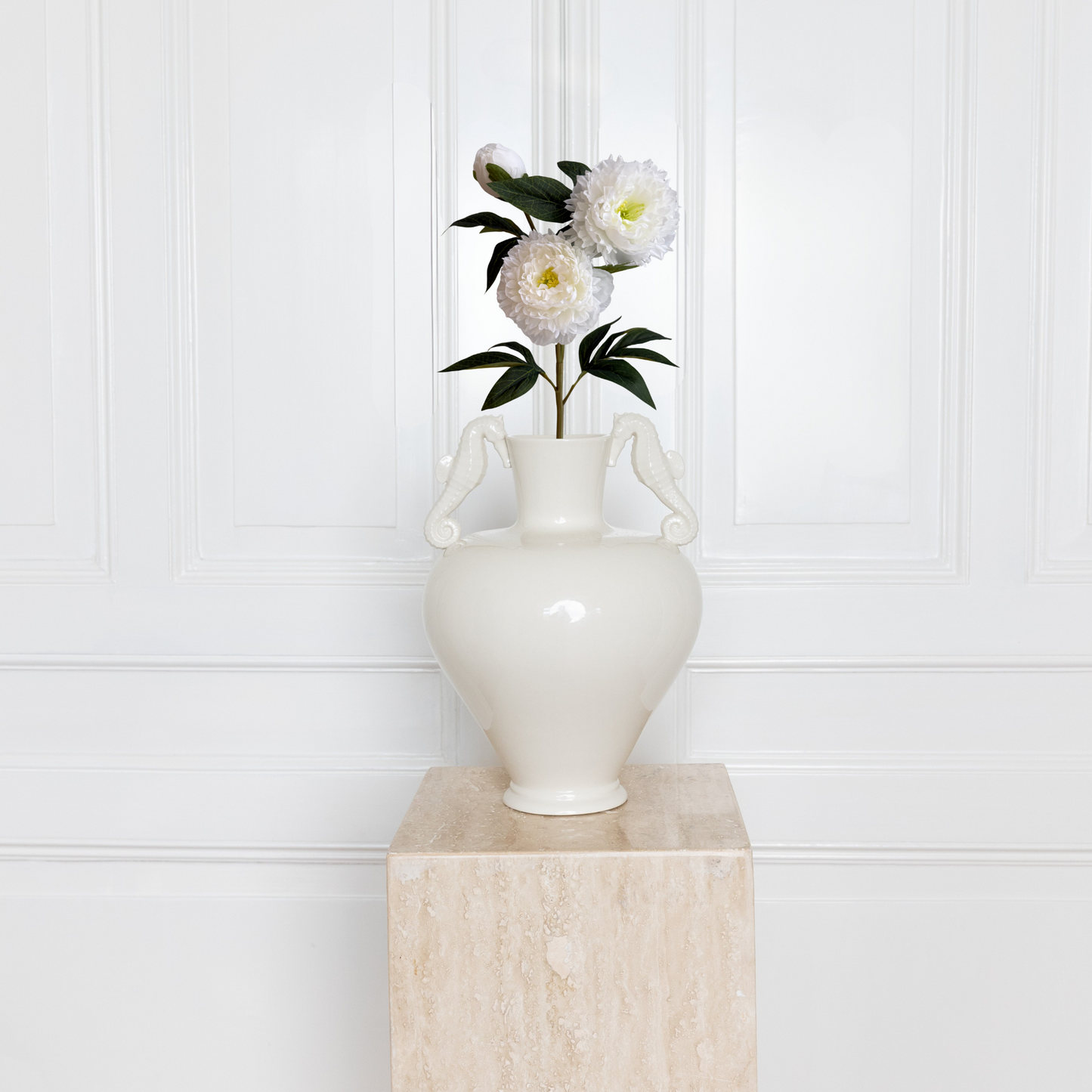 Three-headed peony flower white