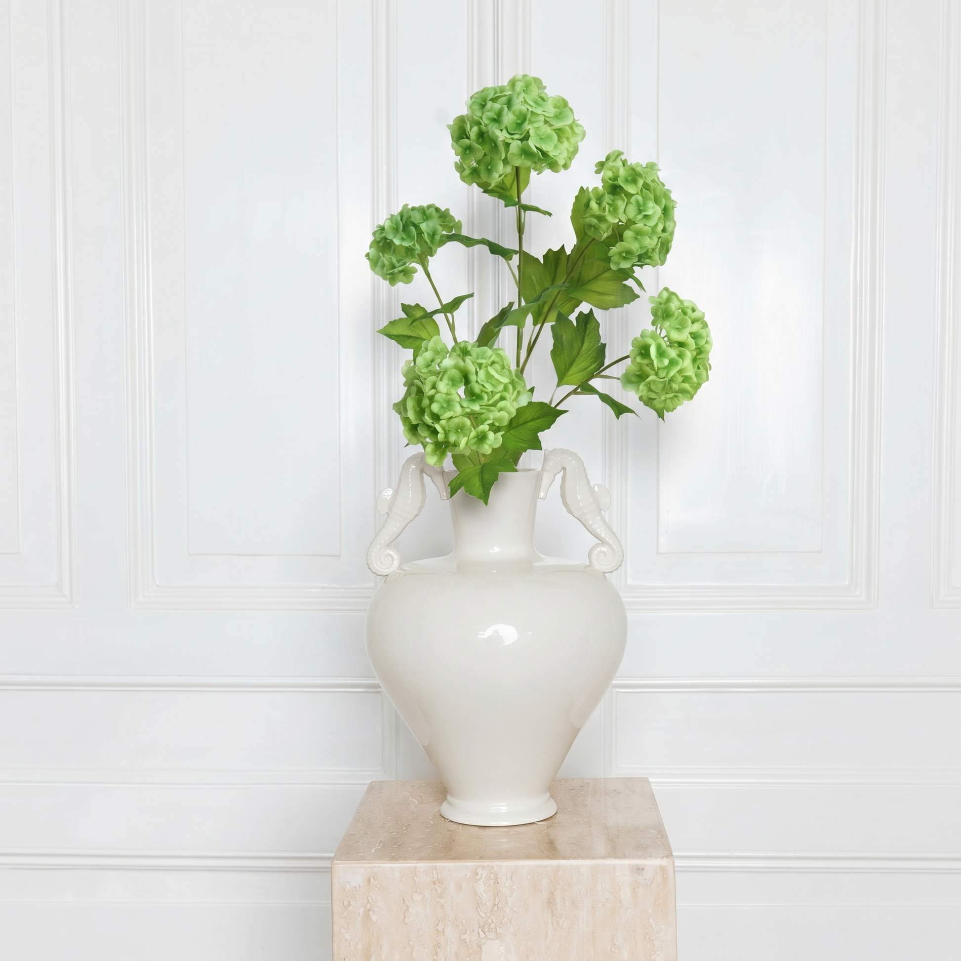 Luxury dark green Hydrangea Snowball - Realistic silk flower - Atelier Verden