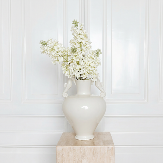 Elegant cream Lilac flower stem - Realistic ivory silk syringa blossom - Atelier Verden
