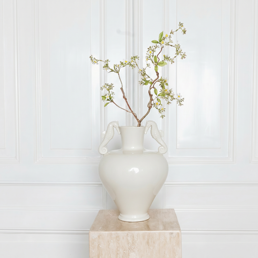 Elegant white Crabapple Blossom branch - Realistic spring silk flowers - Atelier Verden