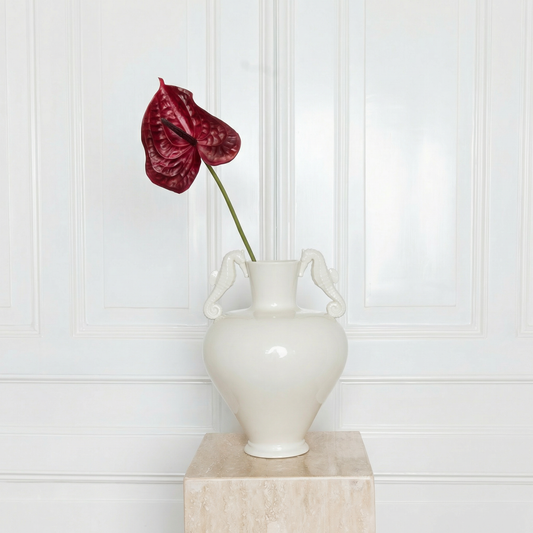 Luxury dark red Anthurium flower - Realistic glossy silk flamingo lily - Atelier Verden