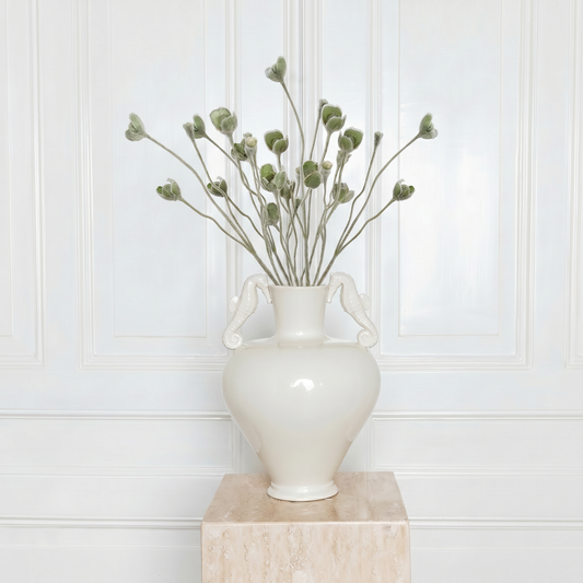 Realistic green Poppy bud stem - High-end silk botanical greenery - Atelier Verden