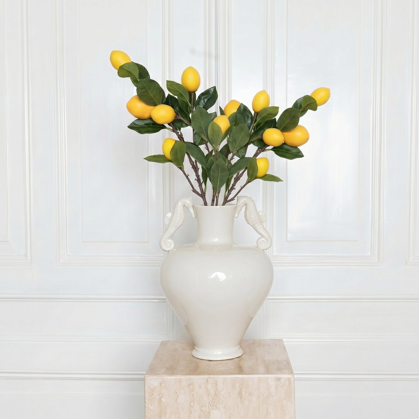 Luxury Lemon Tree Branch with yellow lemons - Realistic artificial citrus stem - Atelier Verden