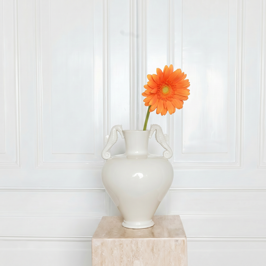 Vibrant orange Gerbera flower - Realistic silk daisy stem - Atelier Verden