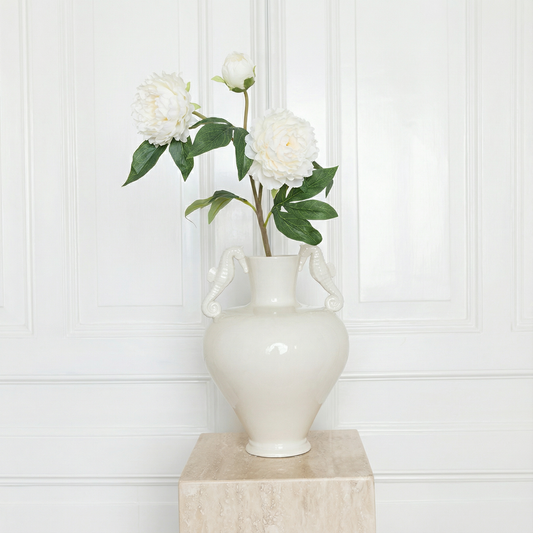Three-headed peony flower white